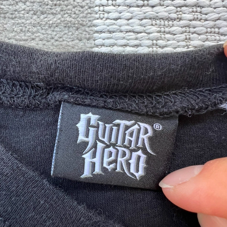 Camiseta De Colección Y2K Guitar Hero 2008 Activision Promo Negra PlayStation Xbox Tee Foto 4 de 4