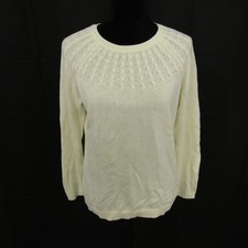 Talbots Sweater Shirt Top Blouse Pullover Round Neck Womens L Cream Color Cotton