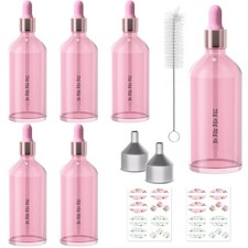 CycleMore 6 Pack 4 oz Pink Glass Boston Bottles with 4oz-6 pack,