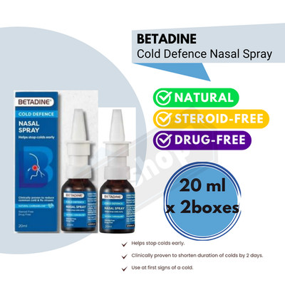 2 X BETADINE Adult Cold Defence Nasal Spray 20ml Helps Stop Colds Early
