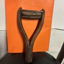 vintage D handle for shovel, pitch fork, wood metal handle old garden tool #1