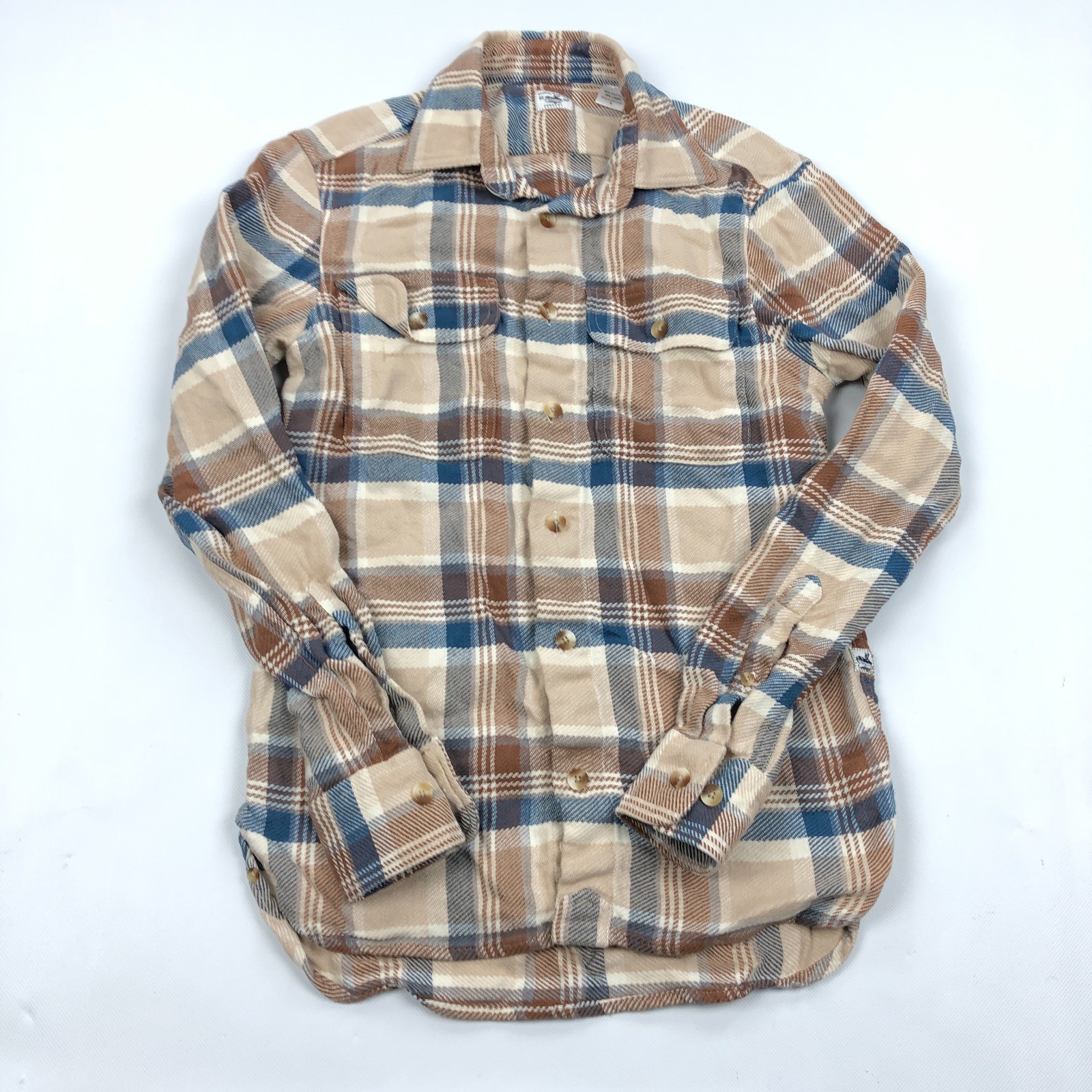 Atlantic Rancher Flannel Shirt Mens Small Cotton Linen Blend Bayman Plaid image 2