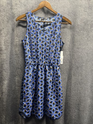 #ad #ad Aqua Blouson Dress Women’s Size XS Black amp; Blue $20.99