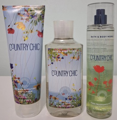 Bath & Body Works Country Chic Fine Fragrance Mist, Body Wash & Hydration Cream