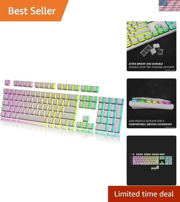 112 Double Shot PBT RGB Shine Through Keycaps - ANSI/ for MX Switches White