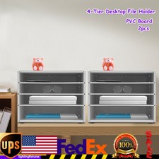 4 Tier Desktop File Holder Paper Organizer Letter Tray Office File Storage Rack