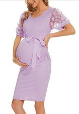 Lavender Ruffle Mesh Sheath Dress XXL Knee Length Women's Maternity