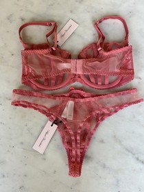 Agent Provocateur Sabinah Coral Pink Bra and thong (size 36d and 5) NWT