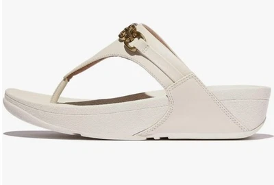 £90 FITFLOP LULU SQUARE CHAIN LEATHER PARIS BEIGE TONING FLIP FLOPS SANDALS SIZE - Image 1 of 4