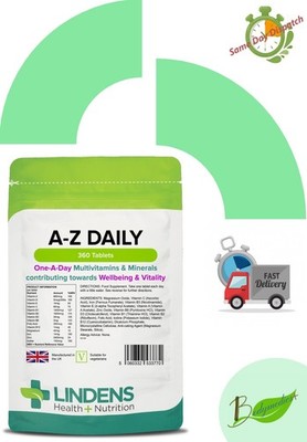 LINDENS Multivitamin & Mineralien A-Z tägliche Ernährung, 360 Tabs 14 Vitamine & Mineralstoffe UK