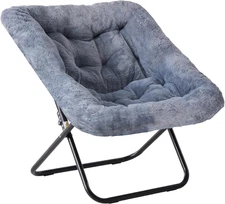 DUMOS Comfy Chair for Adults, Soft Faux Fur Folding Lounge for Bedroom Living 