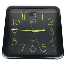 Orologio da parete retrò Seiko Quartz (a batteria), Giappone, Seikosha nero e oro