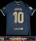LIONEL MESSI SIGNED AUTO BARCELONA FC AWAY KIT SOCCER JERSEY BECKETT STICKER