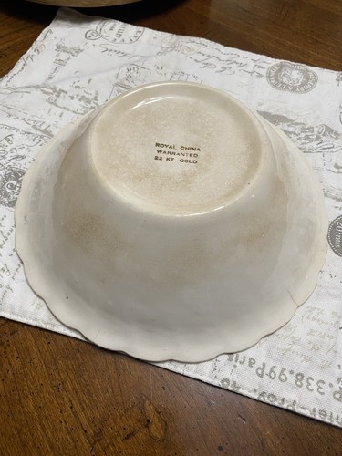VINTAGE ROYAL CHINA WARRANTED 22 KT GOLD PLATE/BOWL - Picture 5 of 11