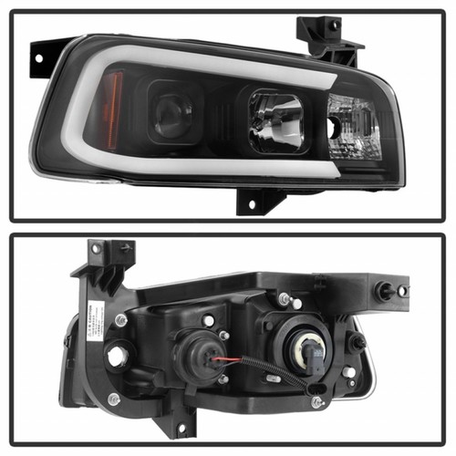 Spyder For Dodge Charger 06-10 Projector Headlights Pair - LED Light Bar - Black - Picture 2 of 6