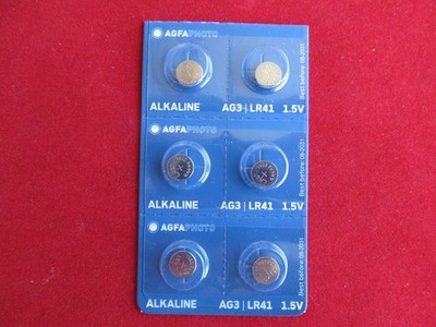 6x Agfa Photo AG 3 AG3 LR41 L736H GP92A GP192 G3 192 Knopfzelle