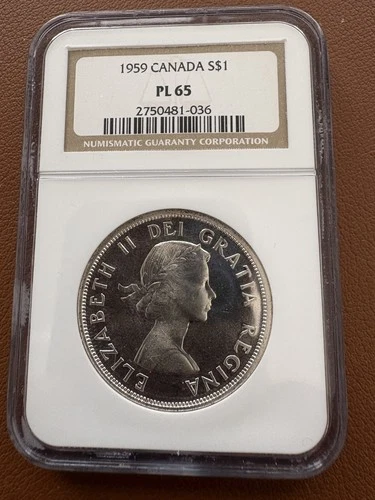 1959 CANADA SILVER 1 DOLLAR ELIZABETH II NGC PL 65