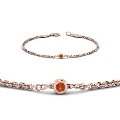 Single Rundschliff Diamant Kette Armband 14K Rotgold zierliches Geburtsstein Armband