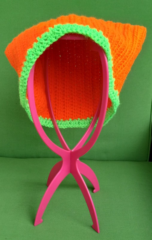 Cat Hat Crochet Handmade Orange Green Pumpkin Themed One Size For Anyone New