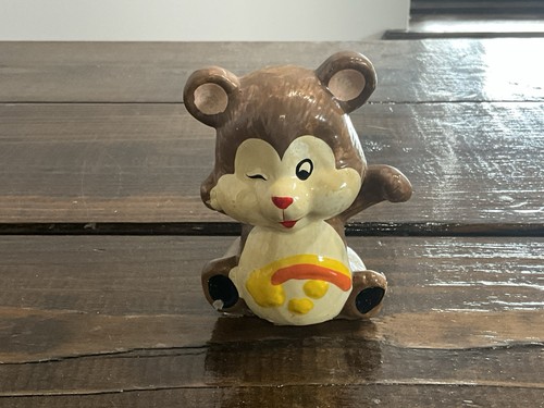 Vintage Ceramic Bank Brown Winking Bear Care Bear Cousin Taiwan