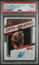 2022 UFC OPTIC ISLAM MAKHACHEV AUTOGRAPHED CARD OPTI-GRAPHS OG-IKM PSA 9