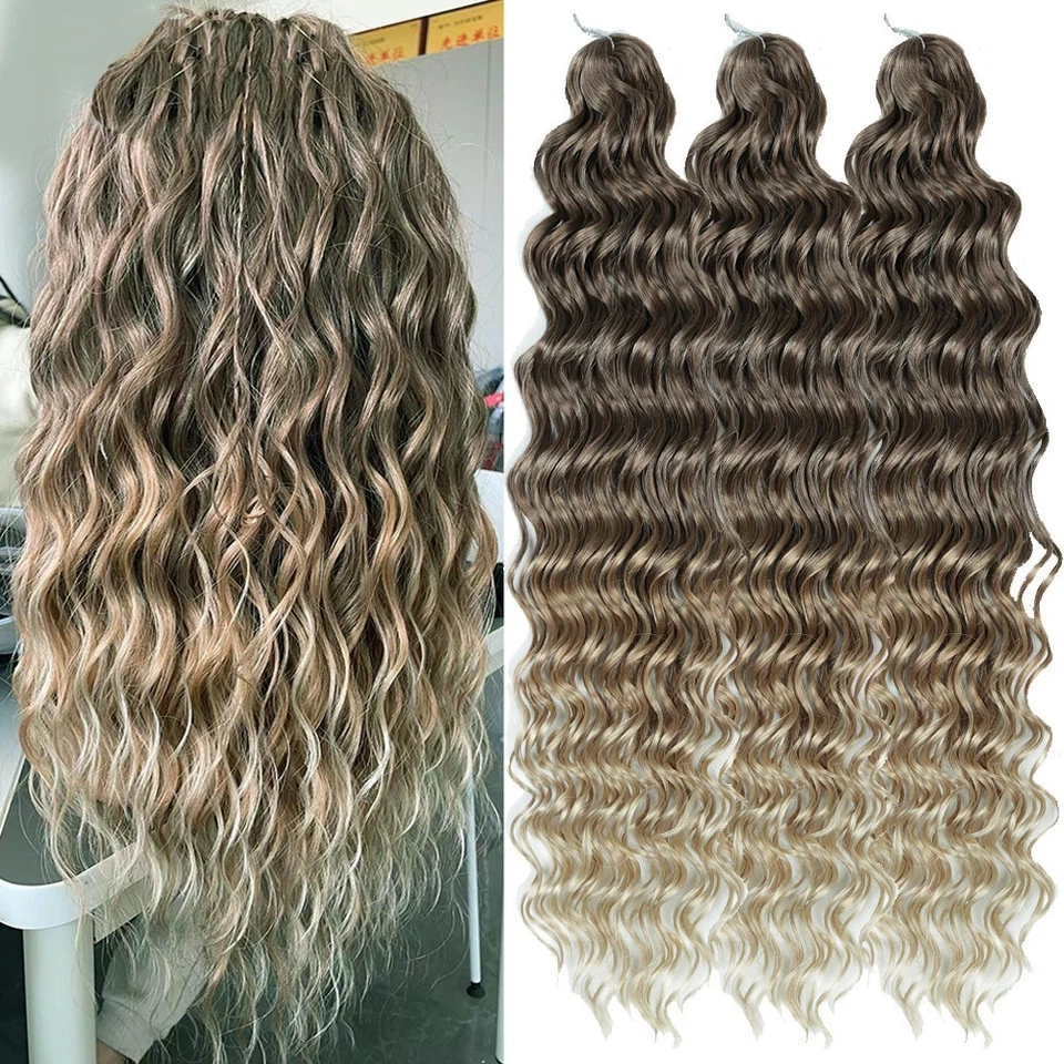 SHINON 24" Deep Curly Crochet Hair Afro Curls Afro Water Wave Braiding Hair Extensions
