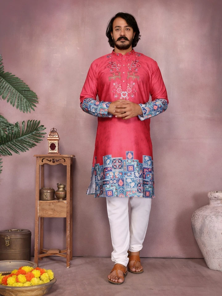 Ensemble Kurta Homme Blanc Kashida Sherwani Style Mariage Pakistan Inde - Photo 1/4
