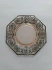 Vintage Sterling Silver Overlay Pink Depression Glass Saucer Plate 6"