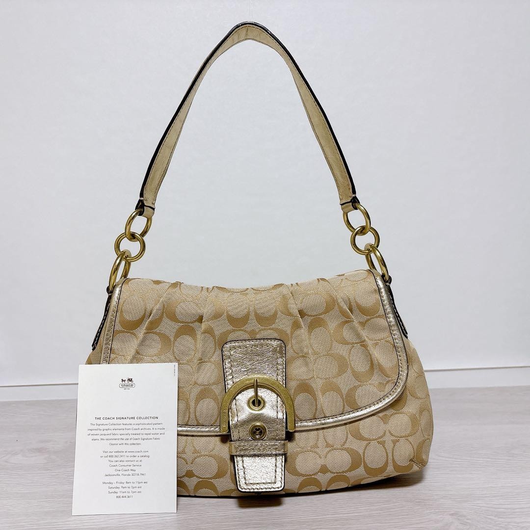 Coach Soho Signature One Shoulder Gold FROM JAPAN - Gem
