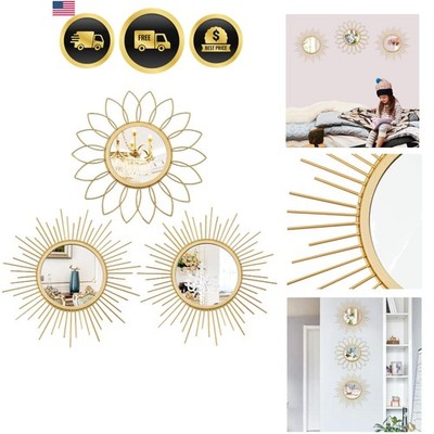 3 Pack Metal Mirrors for Wall Sunburst Wall Mirrors Home Décor Decorative Han...