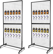 Grid Wall Panels, 2 Packs 3'x 6' Grid wall Panels Stand with T-Base, Black Wire