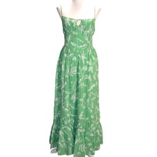 American Eagle Maxi Dress Womens Small Green Tropical Floral Smocked Summer