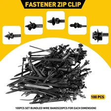 100pcs Mixed Cable Tie Bundled Wire Car Harness Line Fastener Zip Clip Bands A