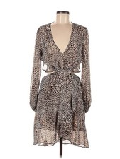 ASOS Brown Animal Print Long Sleeve Cocktail Dress 8