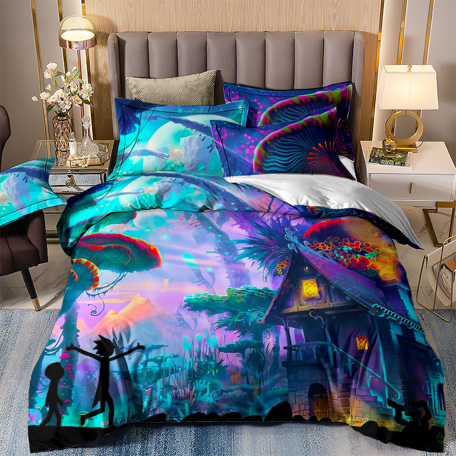 Floral Soft Quilt Duvet Doona Cover Bed Set Single Double Queen King