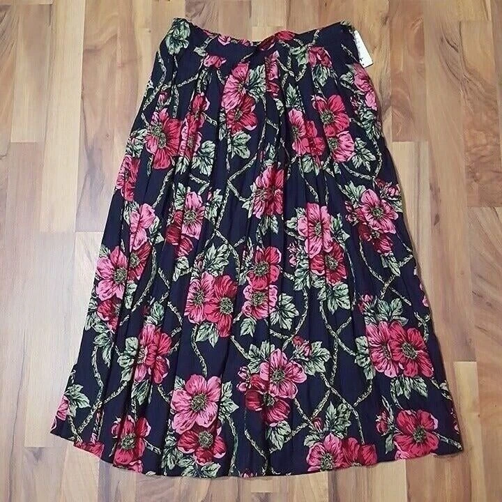 NUEVO CON ETIQUETAS De Colección Herman Geist Falda Traje Suéter Conjunto Azul Rosa Floral Vestido Chaqueta Grande Foto 2 de 4