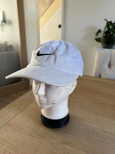 Vintage 90er Nike Riemen Rückenkappe Mütze Swoosh weiß grün Krempe