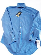 Van Heusen Long Sleeve Button Up Shirt Blue Check Small Stain Shield NEW
