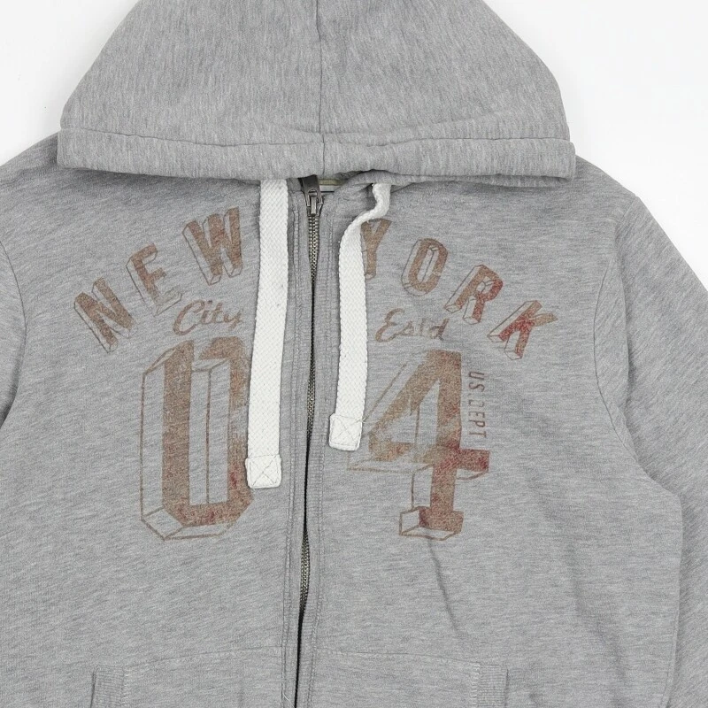 VETEMENTS Felpa con cappuccio e zip intera Authentic Apparel uomo grigio misto poliestere taglia S New York