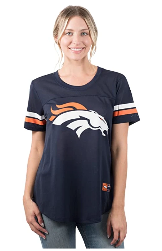 Ultra Game Womens Denver Broncos Soft Mesh Jersey Varsity Stripe