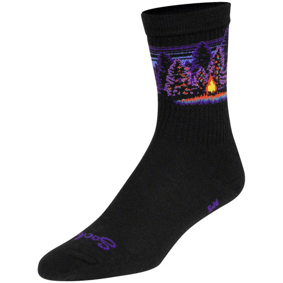 Calcetines - SockGuy - Solitude Camp Fire Negro S/M 6" Lana Crew Ciclismo/Correr NUEVO Foto 2 de 3