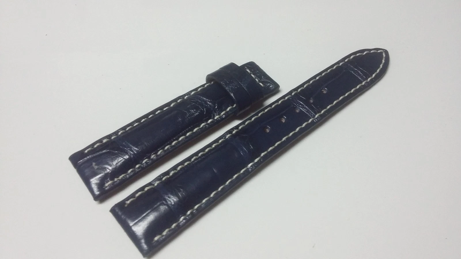 18mm/16mm Blue Alligator Crocodile Embossed Leather Watch Strap Band