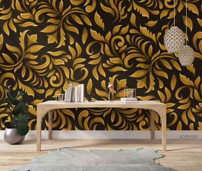 3D Leaves Vintage Decoration Pattern Self-adhesive Removable Wallpaper Murals