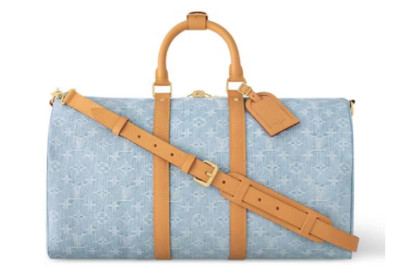 NIB Louis Vuitton Keepall Bandouliere 45 Sky Blue Denim M25334 100