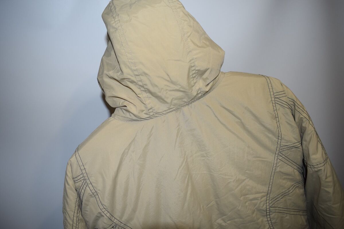 Supreme Zig Zag Stitch Hooded Puffy Jacket Beige Zip UP Logo Supreme Zig Zag Stitch Hooded Puffy Jacket Beige Zip UP Logo