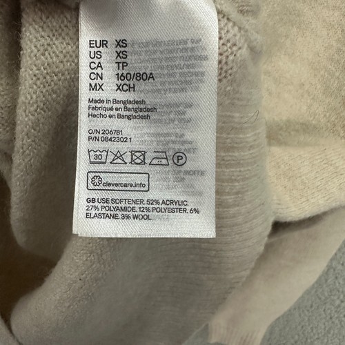 H&M Mens XS Beige V Neck Sweater Minimalist Preppy Quiet Luxury Knit Pullover - Picture 3 of 6