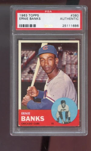 1963 Topps #380 Ernie Banks PSA AUTHENTIC Graded Baseball Card MLB Chicago Cubs