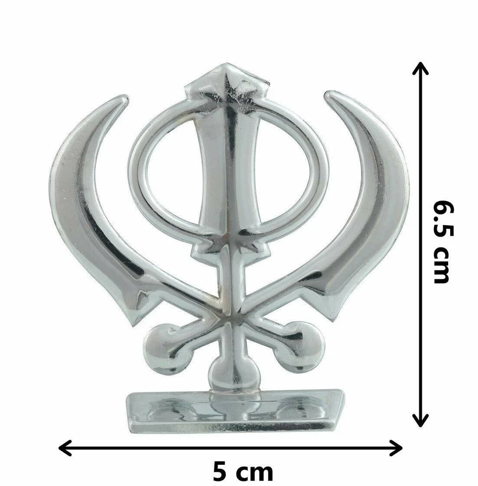 Metallo Sikh Religioso Khanda Argento Metallo Idolo - Immagine 2 di 2
