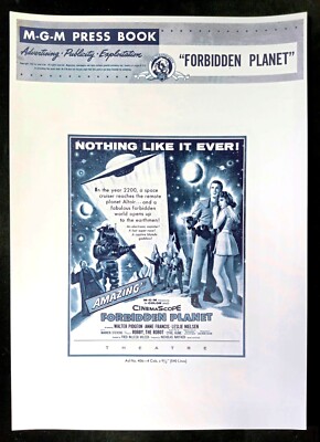 M.G.M Press Book   FORBIDDEN PLANET Robby The Robot A4 Repro Printed Art Poster