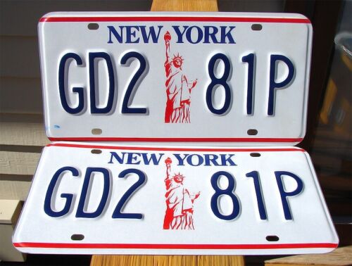 1999-2000 New York STATUE OF LIBERTY License Plate PAIR SUPERB QUALITY # GD2 81P - Picture 1 of 1